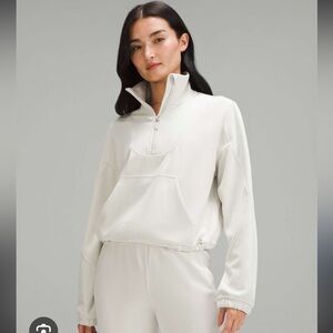 Lululemon Brushed Softstreme Ribbed Half Zip Bone Size 8